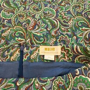 Anthropologie Blue and Green Paisley Pencil Skirt